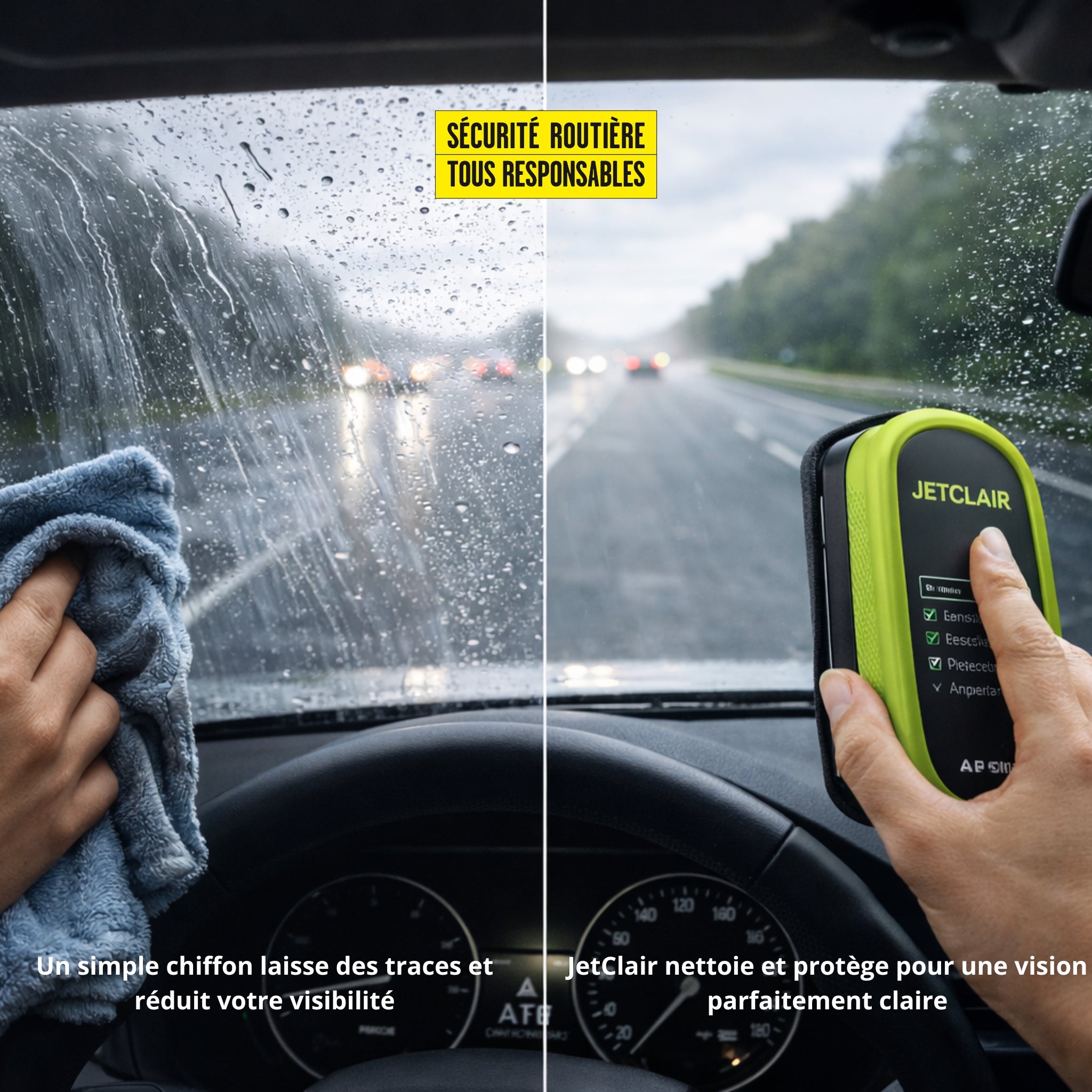 JetClair™ – Nettoyant Anti-Buée & Vision Claire Instantanée